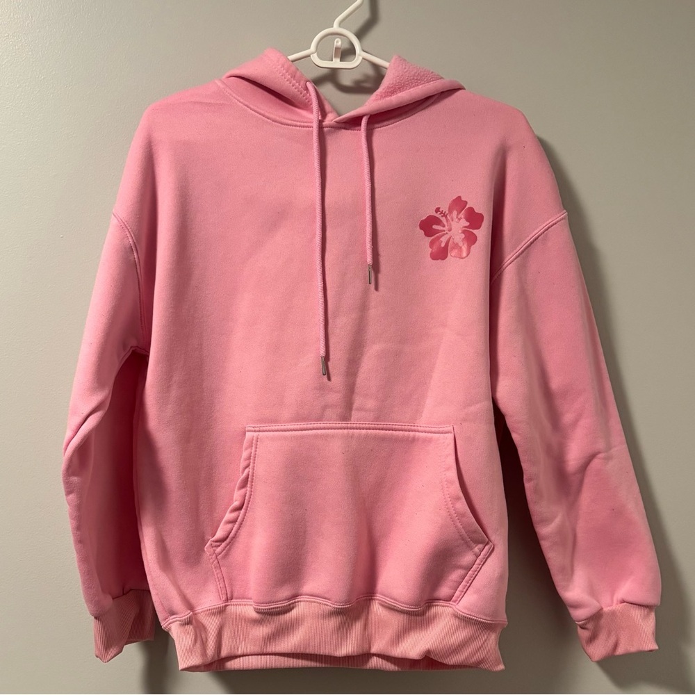 SHEIN Pink Hoodie with Floral Design Medium